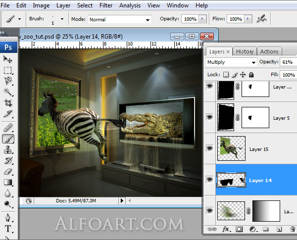 lcd plasma alive tv , midnight magic, zoo, zebra, crocodile, tv set, interior, mysterious room, horror room.